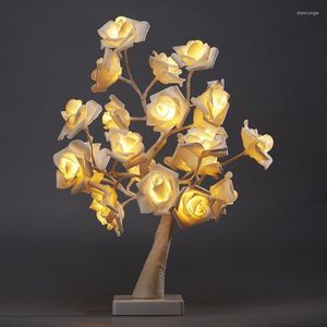 Luci notturne PheiLa LED Nights Fairy Rose Tree Lampada da studio sul comodino alimentata tramite USB per la decorazione dell'illuminazione natalizia della scrivania della stanza di Natale