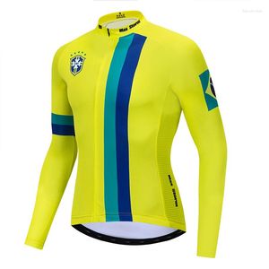 Racing Jackets 2022 Brazil Cycling Jersey Long Sleeve Winter Fleece&no Fleece Clothing Reflective Zipper 4 Pocket