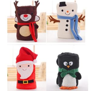 Planto de flanela de Natal do desenho animado Pap￣o dobr￡vel Papai Noel Penguin Penguin Deer Padr￣o Carpete lav￡vel Mantenha cobertores macios e macios para casa Rre15320