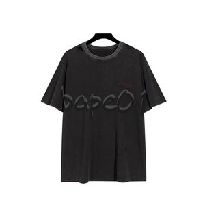 T-shirt da uomo di marca di moda di lusso T-shirt a maniche corte con ricamo a forma di lettera a onde T-shirt girocollo casual a maniche corte nera taglia asiatica S-2XL