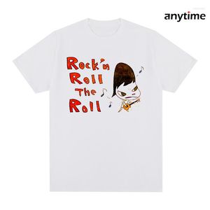 Herren T-Shirts Modal handbemalte Yoshitomo Nara Rock Japanische Anime Cartoon T-Shirt Herren Hemd Tee T-Shirt Damen individuell