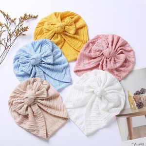 Cappelli 2022 Cotone Lavorato A Maglia Arco Nodo Turbante Cappello Del Bambino Nato Della Ragazza del Ragazzo Berretti Berretti Autunno Inverno di Alta Elastico Infantile Fatti A Mano headwraps