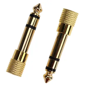 Altın 6.35mm Erkek Fişe 3,5mm Dişi Jack Connectors Stereo Kulaklık Ses Adaptör Mikrofon Aux Dönüştürücü