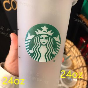 2022 Starbucks 24oz/710ml Plastic Mugs Tumbler Reusable Clear Drinking Flat Bottom Pillar Shape Lid Straw Cups mug The new hot product for factory direct sale ABKT
