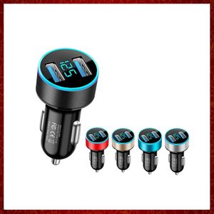 4.8A Car Charger 5V 2 Ports Fast Charging For Samsung Huawei iPhone 12 11 Universal LED Display Car-Chargers Dual USB Car-Charger Charging Automotive Electronics