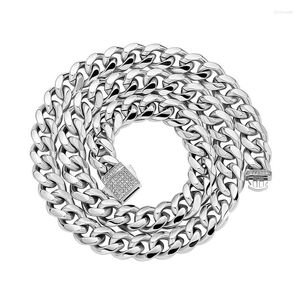 Chains Hip Hop Claw Setting CZ Stone Bling Iced Out 10mm Spring Clasp Round Cuban Link Chain Necklaces For Men Rapper Jewelry