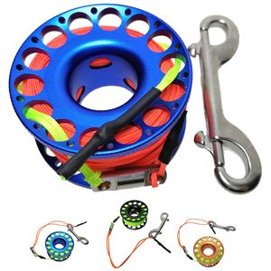 15M 20M 30M Scuba Diving Aluminum Alloy Spool Finger Reel with Stainless Steel double ended hook SMB Equipment Cave Dive 220622