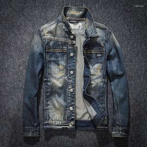 Men's Jackets Men's Denim Motorcycle Jacket Mens Ripped Punk Jean Slim Fit Men Casual Distressed Coats High Quality