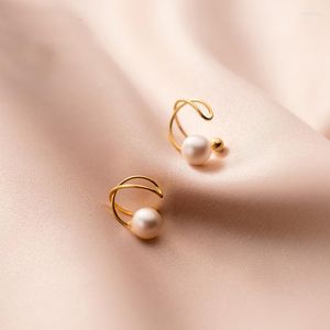 Backs Earrings MloveAcc S925 Sterling Silver Gold Color Cross Clip Cuff On Ear For Women Lady Girls Jewelry