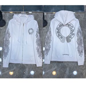 Herr designer modejackor märke ch lyxiga blixtlås tröjor hästsko tvärtryck hoodies män kvinnor toppar kappa avslappnad pullover lös hoodie tröja jacka q8h8