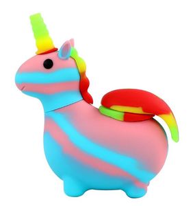 Home Garden colorful unicorn unique shape silicone water pipe glass bong hot sales smoking water pipes