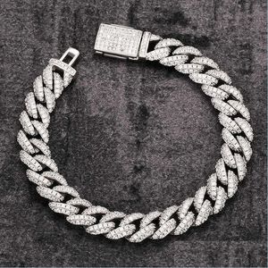 Anhänger Halsketten 18 Zoll 10 mm Sterling Sier Seting Iced Hip Hop Cuban Link Kette Miami Halskeine DHF3U