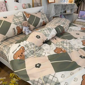 Cartoon style 4 piece set 100% quilt set sheet Student dormitory