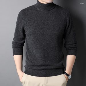 Maglioni da uomo Dolcevita in cashmere Lana di lusso da uomo spessa Tinta unita Autunno Inverno Computer lavorato a maglia Semplice maschio 3XL