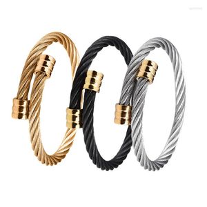 Bangle Anti-fading Stainless Steel Wire Gold Round Head Bangles For Women Prom Party Show Jewelry Accessories Gifts HR0036