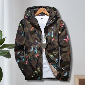 Men's Jackets Stylish Hooded Windbreaker Zipper Dressing Korean Style Loose Elastic Cuff