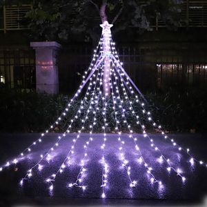 Strängar dekorationer stjärna string lampor 317 led vattenfall julgran ljus toppare inomhus utomhus för gårdsfest
