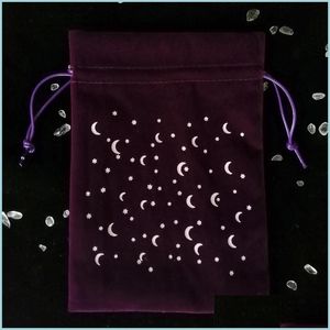 Other Home Storage Organization Gift Packaging Bag Flannelette Dstring Soft Cloth Bags Jewellery Storage Pouch Thick Stars Moon Prin Dh6Mw