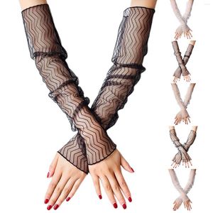 Kn￤skydd solskydd ￤rmar Fashion Mesh spets andas arm ￤rmminnor utomhusblock mjuka l￥ngfingerl￶sa handskar