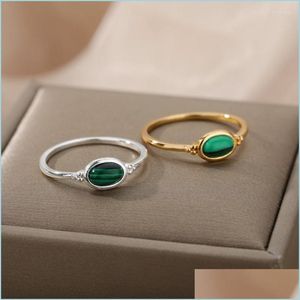 Eheringe Eheringe Grün Türkis Für Frauen Naturstein Party Verlobungsring Vintage-Schmuck Bague Valentinstag Geschenkw Dhtkv