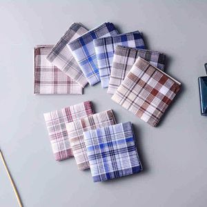 Man Cotton Handkerchief Color Random Plaid Striped Square Business Gentleman Pocket Hanky Classic Style 38 Cm38Cm 1 piece J220816