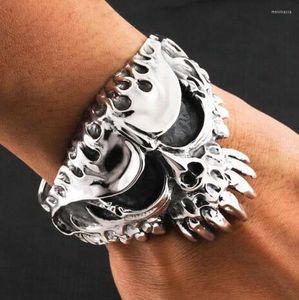 Bangle Man Domineering Silver Color Gothic Skull Open Bangles Locomotive Rock Jewelry