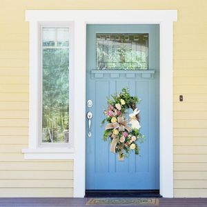 Decorative Flowers Easter Wreath Front Door Wreaths for All Seasons Spring Summer Fall Winter Handmade with Artificial