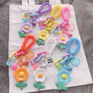 Keychains Cute For Bag Women Sweet Flower Pendant Car Keychain Girls Beaded Bracelet Keyring Wholesale Strawberry Keys