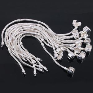 Wholesale S925 Sterling Silver Plated Snake Chain Bracelet Fit Pandora Beads Charms Bracelet DIY Marking Jewelry