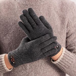 Cykelhandskar Autumn Winter Men Sticked Pekskärm Högkvalitativ ullfast färg Mitten Varm ridning Körfleece