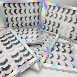 Multilayer Thick 16 Pairs Mink False Eyelashes Set Naturally Soft and Delicate Hand Made Reusable Curly Fake Lashes Extensions Full Strip Lash Laser Packing