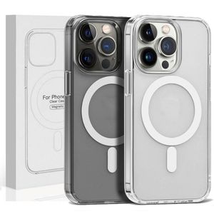 Magroge Transparent Cases Magnetic Wireless Charging Case för iPhone Pro Max Mini XR XS Plus SE Hard Acrylic Cover