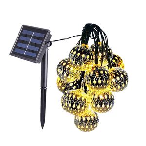 LED Outdoors Waterproof Solar String Light 5m 20leds hollow ball Lamp for Gardens Wedding Party Valentines Christmas Tree Homes