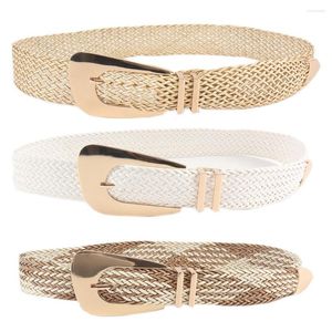 Belts Ladies Designer Belt Straw Weave Gold Manual Braided For Women Irregular Metal Buckle Girdle Dress Clothing Accessories