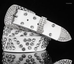 Belts 2022 Joker Fashion Leather Waist Jeans Ladies Steel Pin Buckle Women Belt Full Diamond Decoration Long 105CM