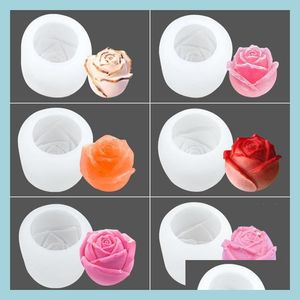 Ice Cream Tools 3D Rose Mold Sile Soap Candle Molds Tools Ice Cube Tray Diy Household Icemaker Whiskey Wine Decoration Accessories T Dhiuv