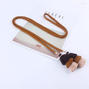 Belts Fashion Women Rope For Dresses Tassel Braided Waistband Belt Twist Weaving Knot Decorated Brown Black Cotton String