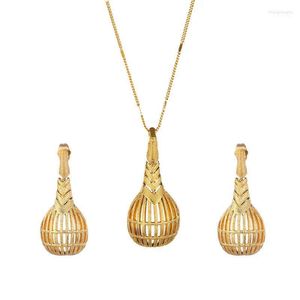 Halskette Ohrringe Set äthiopische Frauen Hochzeit Gold hohle Wasserflasche Anhänger Ohrstecker afrikanische Eritrea Habesha