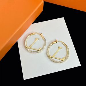 Дизайнеры серьги роскошные ушные шпильки Ladies Classic Gold Alist Diamond Hoop Серьги для женщин мужчина свадебная вечеринка