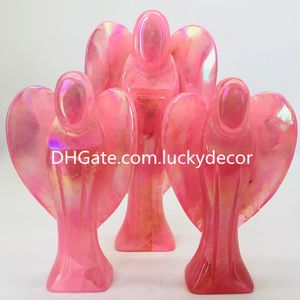 Aura rosa quartzo guardião anjo escultura presente espiritual