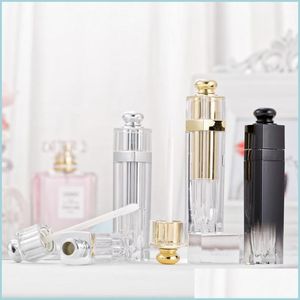 Storage Bottles Jars 5Ml Clear Empty Lip Gloss Tubes Gradients Color Plastic Packaging Bottle Lipgloss Containers Screw Cap Gold Sie Dhzuz