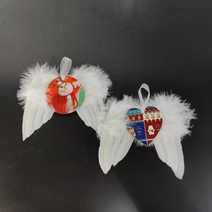 Sublimation Weihnachtsfeder Engelsflügel Ornamente MDF doppelseitig Transferdekorationen Weihnachtsbaum Hängeanhänger