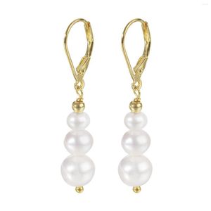 Dangle Earrings Natural Freshwater Pearl 925 Sterling Silver 14K Gold Plated Lever Back Fashion Jewelry Gift For Women