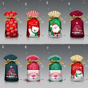 Gift Wrap 50pcs Merry Christmas Candy Bags Santa Claus Plastic Treat Bag Xmas Year Biscuit Gifts Box Decoration