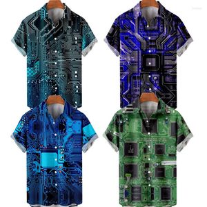 Casual shirts voor heren katoen 2022 Heren Hawaiiaans modeshirt voor mannen Circuitbord 3D Drukken met korte mouwen Beache oversized doek