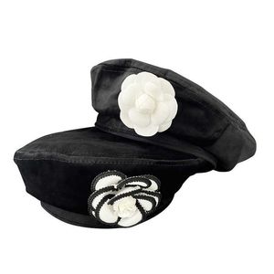 Beanie/Skull Caps Women's Winter Brand Hats 2021 Solid Female Flower Elegant Suede Painter Beret French Artist Warm Bonnet Casual Cap adjustable T221020