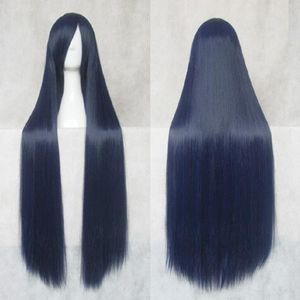 Fashion new Anime cosplay Dark Blue mixed Black 100cm Long hair wig