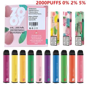 Original ZOOY XXL 2000 puffs plus electronic cigarette 0% 2% 5% disposable vape pen Pre Filled Pods Vapes Cartridge