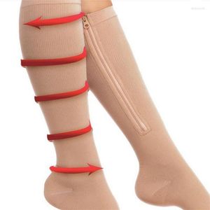 Calzini atletici Uomo Donna Compression Zip Sox Calze Cerniera Gamba Supporto Unisex Open Toe Ginocchio 2023