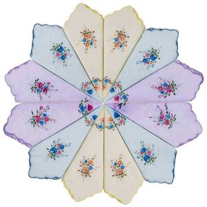 612 Peça Lenço de algodão floral 3 cores vintage Misture bolsas de bolso de bolso para homens